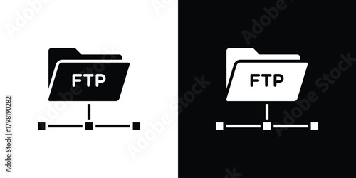 FTP icons. Simple solid style. Glyph vector illustration isolated