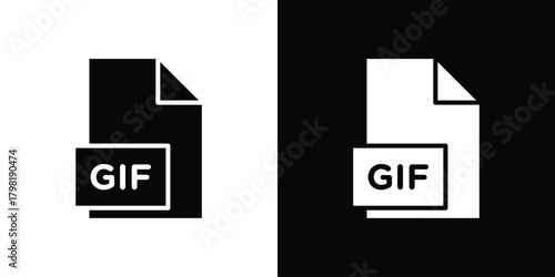 Gif icons. Simple solid style. Glyph vector illustration isolated