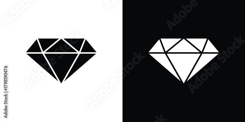 Gem icons. Simple solid style. Glyph vector illustration isolated