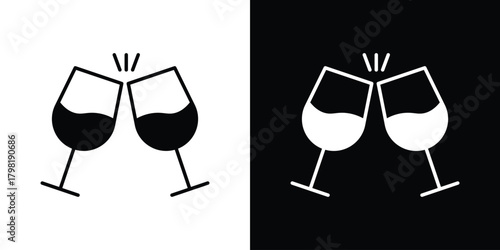 Glass-cheers icons. Simple solid style. Glyph vector illustration isolated