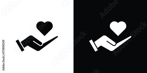 Hand holding heart icons. Simple solid style. Glyph vector illustration isolated