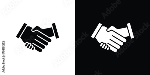 Handshake icons. Simple solid style. Glyph vector illustration isolated