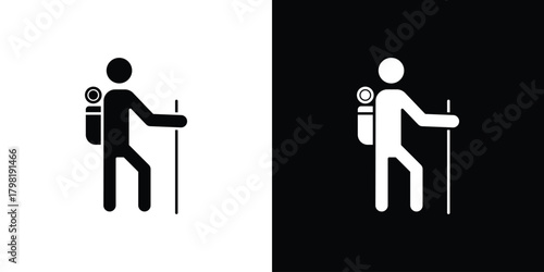Hiking icons. Simple solid style. Glyph vector illustration isolated