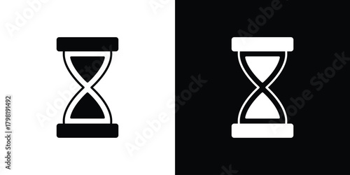 Hourglass end icons. Simple solid style. Glyph vector illustration isolated