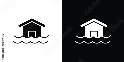 House flood icons. Simple solid style. Glyph vector illustration isolated