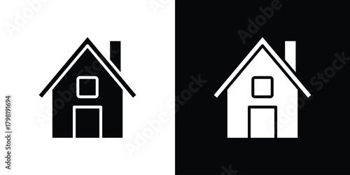House icons. Simple solid style. Glyph vector illustration isolated