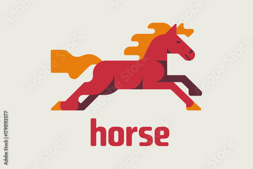Playful Cartoon Horse Galloping with Bold Colors Against a Soft Background