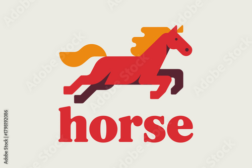 Playful Cartoon Horse Galloping with Bold Colors Against a Soft Background