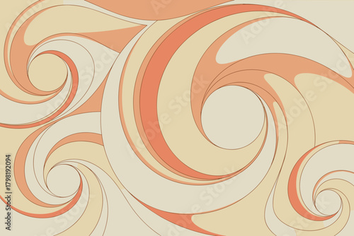 Elegant Swirls of Soft Peach and Cream in a Modern Abstract Design with Retro Flair