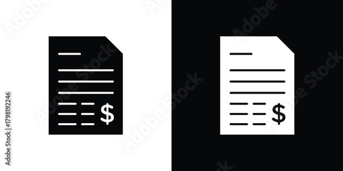 Invoice icons. Simple solid style. Glyph vector illustration isolated
