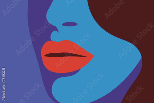 Bold and Expressive Abstract Female Portrait with Vibrant Color Palette in Soft Pastels