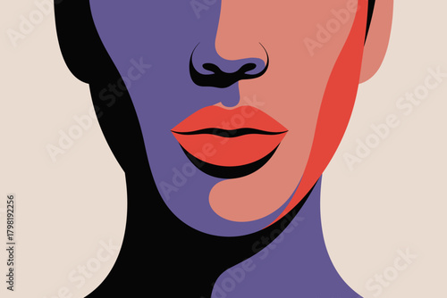 Stylized Portrait of a Woman with Bold Color Palette Exuding Confidence and Mystery