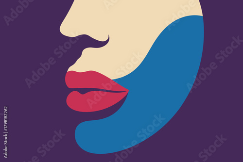 Bold and Expressive Abstract Female Portrait with Vibrant Color Palette in Soft Pastels