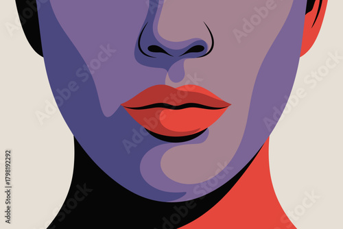 Stylized Portrait of a Woman with Bold Color Palette Exuding Confidence and Mystery
