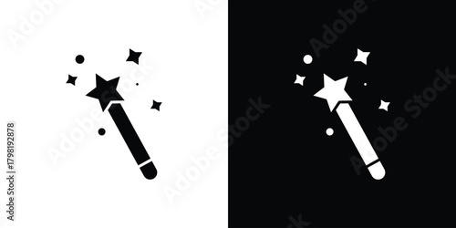 Magic wand icons. Simple solid style. Glyph vector illustration isolated