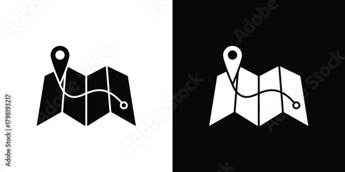Map icons. Simple solid style. Glyph vector illustration isolated