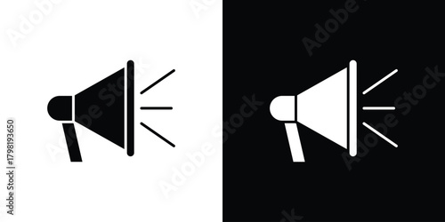 Megaphone icons. Simple solid style. Glyph vector illustration isolated