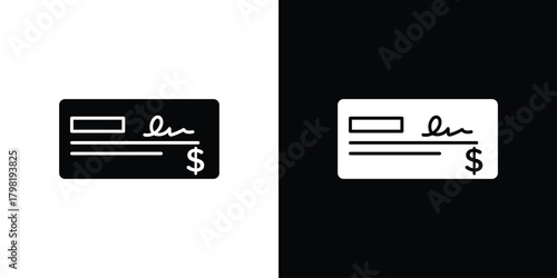 Money check icons. Simple solid style. Glyph vector illustration isolated
