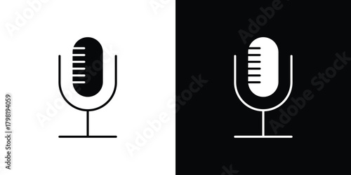 Microphone icons. Simple solid style. Glyph vector illustration isolated