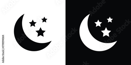 Moon stars icons. Simple solid style. Glyph vector illustration isolated