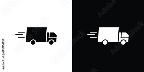 Moving truck icons. Simple solid style. Glyph vector illustration isolated