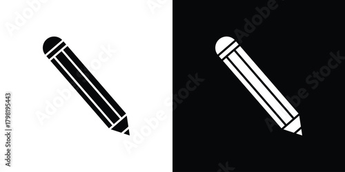Pencil icons. Simple solid style. Glyph vector illustration isolated