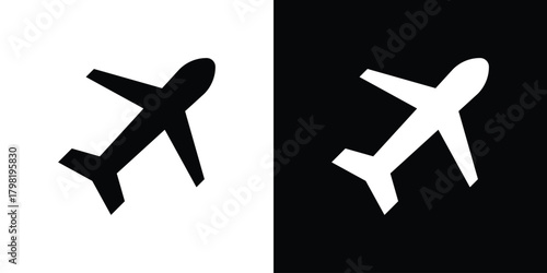 Plane icons. Simple solid style. Glyph vector illustration isolated