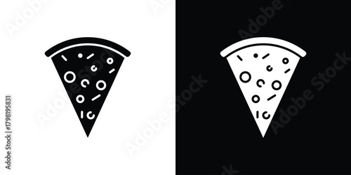 Pizza slice icons. Simple solid style. Glyph vector illustration isolated
