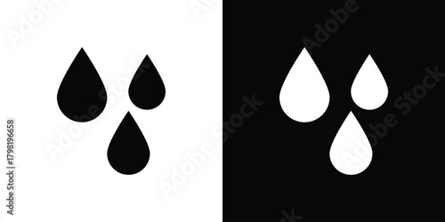 Raindrops icons. Simple solid style. Glyph vector illustration isolated