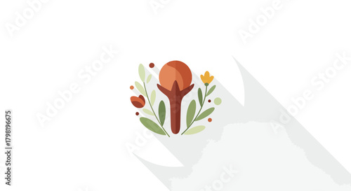 Stylized clove and botanical illustration against a clean backdrop with extended shadow