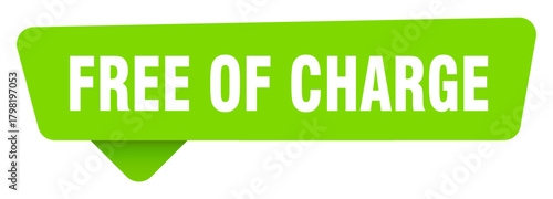 free of charge green sign isolated on transpatent background. free of charge sticker