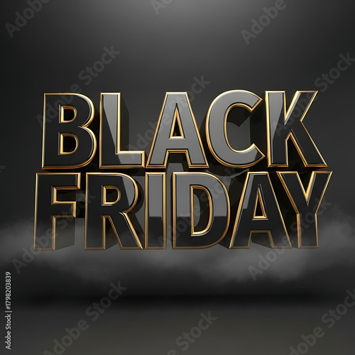 Bold Black Friday Typography with Golden Outline