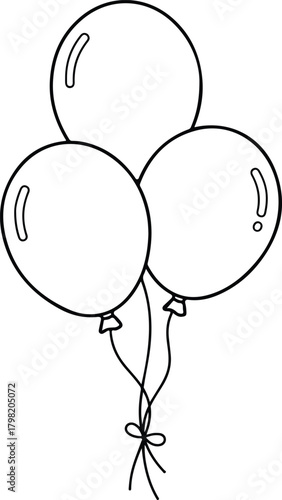 Simple Black Line Art Balloons Celebration Outline Generative Ai Minimalist celebration design for posters, invitations, and coloring books. Generative Ai