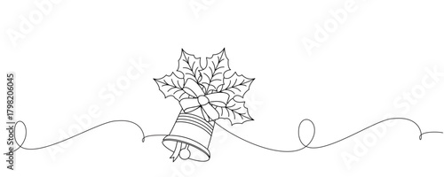 Christmas bell line art. Christmas bell vector decoration