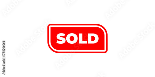 Red Sold Stamp Label Icon with Rounded Corners for Business and E-commerce