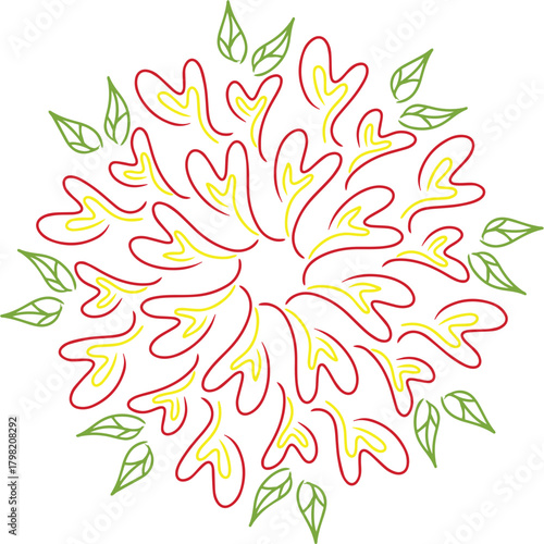 cauliflower pattern red yellow green