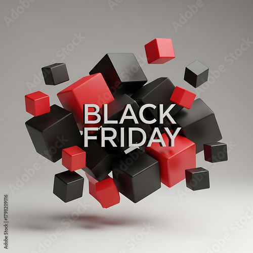 Black Friday 3D Typography with Floating Cubes

