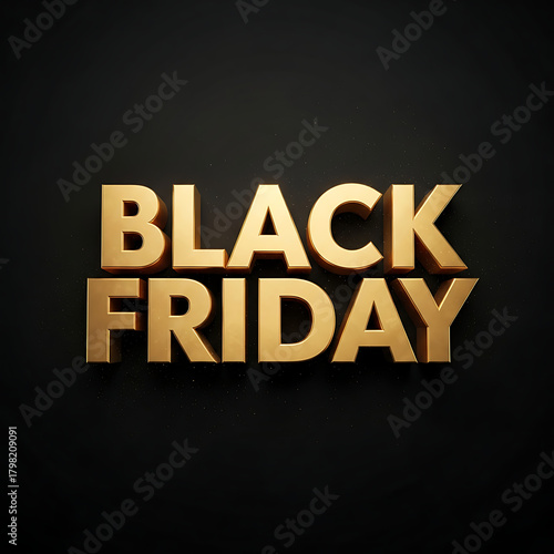 Golden Black Friday Text on Black Background