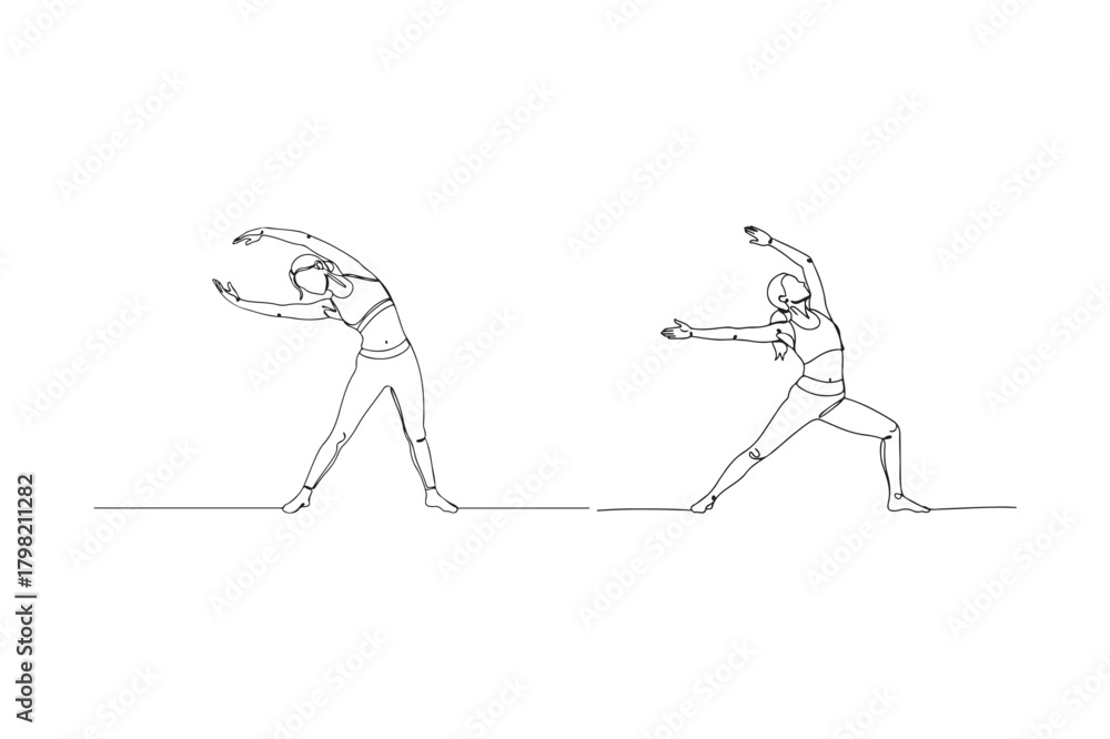 Fototapeta premium Two figures in dynamic poses illustrating movement and action