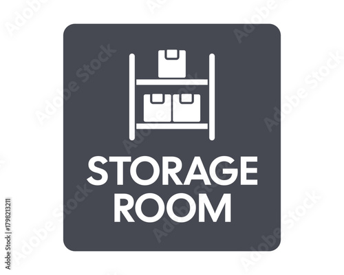 Storage Room Sign – Shelving Unit Icon with Bold Label