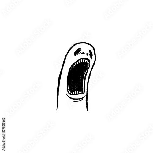 Screaming ghost illustration vector art for halloween spooky graphic design and horror themed digital artwork