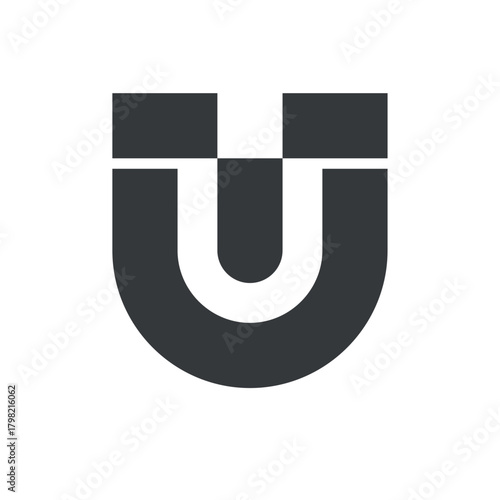 Minimal Horseshoe Magnet Logo | Modern U Letter Icon