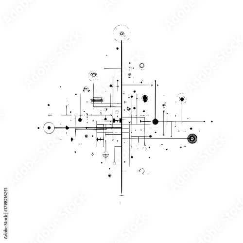 Abstract geometric design with lines and circles for modern art and tech backgrounds vector illustration