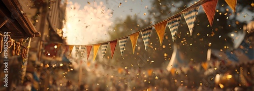 German New Year Celebration Background with Colorful Flags and Festive Atmosphere