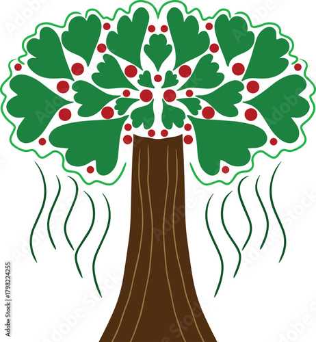 artistic tree with love green leaves