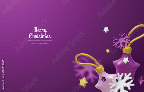 Festive greeting card design with elegant gold decorations and soft white elements for Christmas and New Year themes