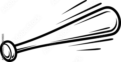 Baseball bat with motion lines illustrating speed and impact  
