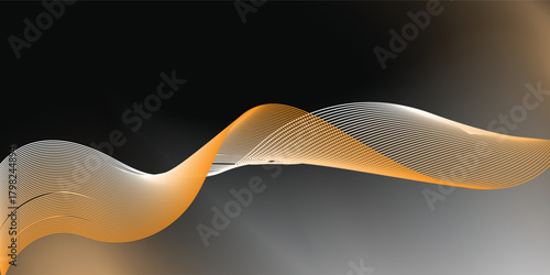 Black Art Abstract background luxury gold waves on dark background