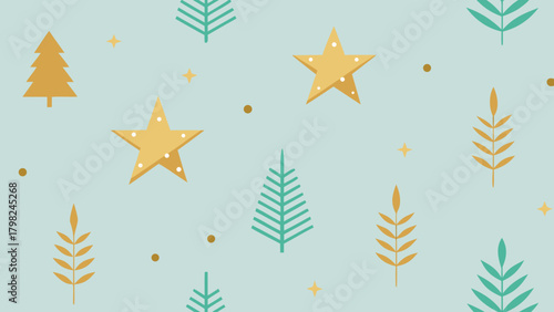 Vector seamless star pattern for gold Christmas holiday decoration design