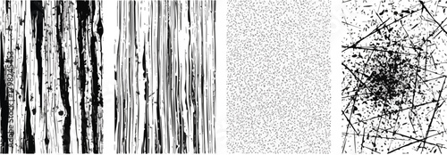Abstract black and white textures. This collection features various artistic textures, including drips, splatters, and patterns